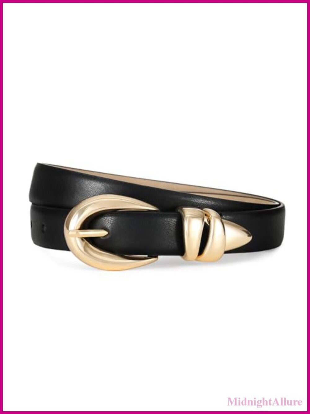 Women's Faux Leather Belt with Gold Buckle Adjustable Slim Fit